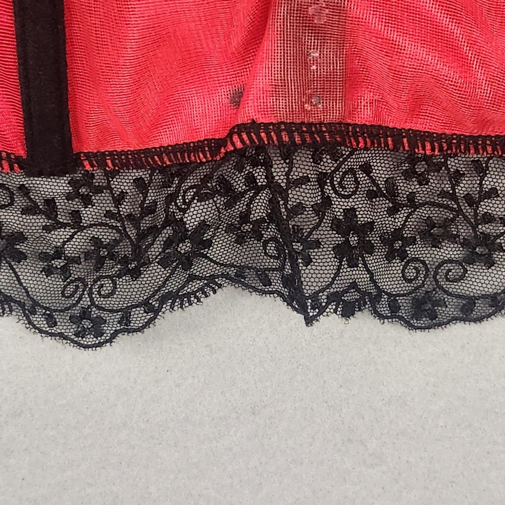 Affinitas Intimates Bustier Corset Top Womens 32C Red Black Lace Rhinestone - Picture 9 of 16